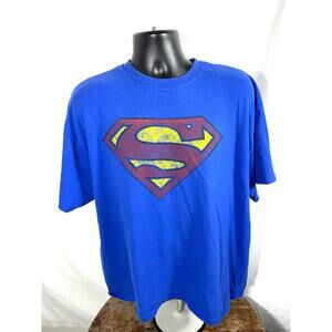 Superman Logo Graphic T-Shirt Blue Mens 2XL